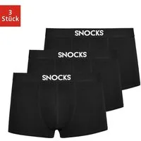 SNOCKS Boxershorts kurze Trunks Herren Unterhose (3-St) aus Bio-Baumwolle, ohne kratzenden Zettel