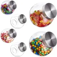 relaxdays Vorratsglas Bonbongläser 6er Set 1,5 L, Glas, (6-tlg)