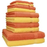 Betz Handtuch Set 10-tlg. Handtuch-Set Premium Farbe Orange und Gelb, 100% Baumwolle (Set, 10-St)