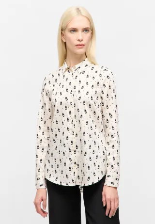 ETERNA - Bluse Satingewebe Langarm wollweiß - Gr. - 46/Langarm