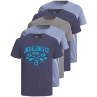 Jack & Jones Print-Shirt (Spar Set, 5er-Pack) T-Shirts mit Aufdruck aus Baumwolle