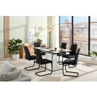 HELA Essgruppe Ariana, Esstisch mit 6 Stühlen, ausziehbarer Küchentisch, (Set, 7-tlg., 1 Tisch ausziehbar / 6 Stühle), Tisch 120-160cm, 6 Stühle mit hoher Belastbarkeit