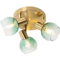 Qazqa LED Aufbaustrahler Vidro, ohne Leuchtmittel, Warmweiß, QAZQA Aufbau­spot, e14, Grün, Stahl, Art Deco