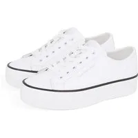 Calvin Klein Jeans BOLD VULC FLATF LOW LTH IN Sneaker, Halbschuh, Schnürschuh, Freizeitschuh mit CK-Logo an der Ferse