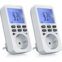 BEARWARE Zeitschaltuhr digital mit LCD Display, Steckdosen Timer, max. 3680W, indoor, digital, Spar-Set, 2-St., 10 konfigurierbare Programme, Zufallsschaltung, Wochenzeitschaltuhr