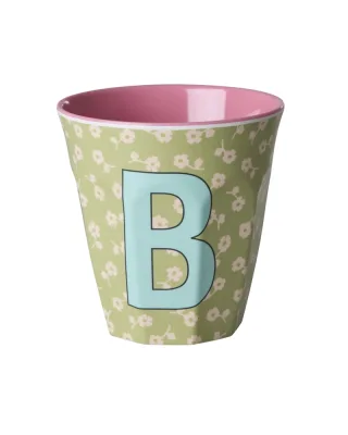 Rice Melamin Becher Buchstabe B/Flowers/hellgrün 250ml