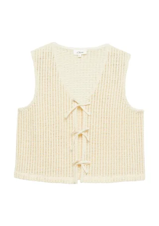 s.Oliver Red Label - Weste mit Schleifen beige - Gr. - 34
