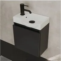 Alpenberger Badmöbel-Set mit Waschbecken, Waschtisch mit Unterschrank, Gäste WC Möbel Set, (Badschrank Hängend Vormontiert, 2-tlg. Set mit Rechts Becken), Soft-Close Waschbeckenunterschrank Schwarz Matt