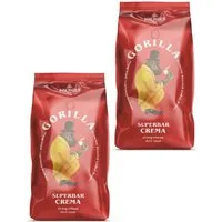 Gorilla Kaffee Joerges Espresso Gorilla Superbar Crema ganze Kaffeebohnen, 2 x 1000 g, aus 60% Arabicabohnen und 40% Robustabohnen