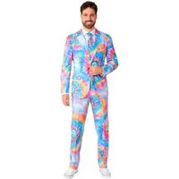 Opposuits Partyanzug Mr. Tie Dye Hippie Anzug Fasching Karnevalskostüm, Der Kompromiss zwischen feinem Zwirn und Hippie-Look