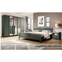 Lomadox Schlafzimmer-Set EPSOM-83, (Spar-Set, 4-tlg), Doppelbett Liegefläche 180x200 cm in grün mit Lefkas Eiche Nb.