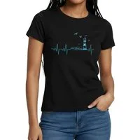 Spreadshirt T-Shirt Küste Meer Leuchtturm Herschlag EKG Moin Frauen T-Shirt (1-tlg)