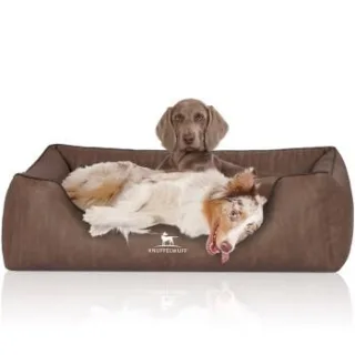 Knuffelwuff Orthopädisches Hundebett Tampa aus laser-gestepptem Kunstleder braun XL