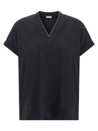 Brunello Cucinelli Graues Baumwoll-T-Shirt