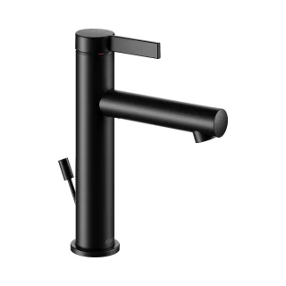 Keuco Waschtischarmatur 130 IXMO 59501, mit Ablaufgarnitur Pure, Rosette rd. schwarz matt, 59501371 59501371001
