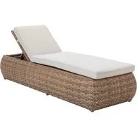 Dehner Gartenliege Liege Tulum, mit verstellbarem Kopfteil / Polster, 195 x 94 x 60 cm, elegante Outdoor-Liege in Rattanoptik, inkl. Polster
