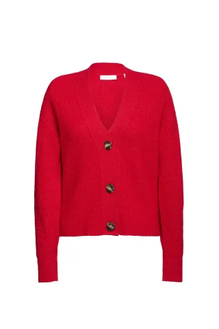 Rich & Royal - V-neck cardigan recycled poppy red - Gr. - S
