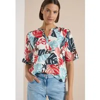 CECIL Shirtbluse Kurzarm Sommerbluse mit Split Neck