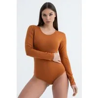 Evoni Body für Damen Langarm Blusenbody mit Rundhals