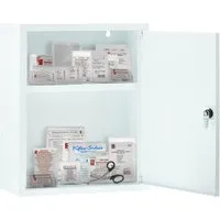 FIRST AID ONLY® Medizinschrank Verbandschrank gefüllt Weiß mit 2 Fächern Medizinschrank 37 x 30 x 14 cm