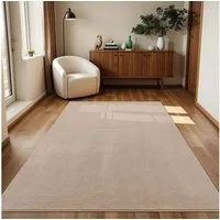 TaraCarpet Teppich Supersoft Kurzflorteppich Fiona Uni, rechteckig, Höhe: 14 mm, Wohnzimmer, Schlafzimmer, Esszimmer, Fiona beige 50x80