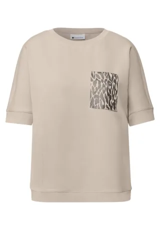 Street One - T-Shirt mit Leo-Brusttasche beige - Gr. - 34