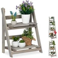 relaxdays Blumenständer Blumentreppe Holz grau (1 St), M