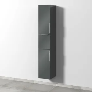 Sanipa 3way Hochschrank mit 2 Türen und 1 Auszug, Anthrazit-Glanz UF10079