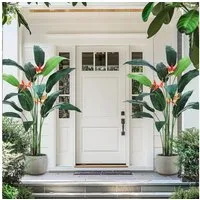 Kunstbaum Paradiesvogelblume 2er-Set,künstliche Palme,moderne Dekoration, GarveeMore, Höhe 183 cm, mit 17 künstlichen Stämmen, Blättern und 3 künstlichen Blüten