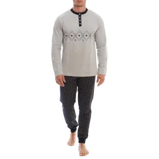 Langärmliger Plüsch-Winterpyjama KLP3 für Herren