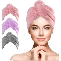 Agger Turban-Handtuch 3 Stück Mikrofaser Handtuch Haare Haarturban mit Knop, (zumTrocknen von Haaren), passend für Lange, Kurze, Locken, gerade Haare