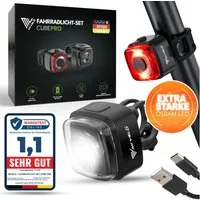 MIVELO Fahrradbeleuchtung CUBE Fahrradlicht Set LED - Akku USB aufladbar wasserdicht, OSRAM LED
