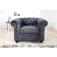 riess-ambiente Chesterfield-Sessel CHESTERFIELD 105cm antik grau (Einzelartikel, 1-St), Wohnzimmer · Microfaser · mit Armlehne · Federkern · Design