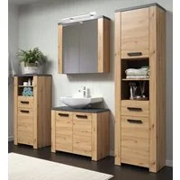 Furn.Design Badmöbel-Set Chase, (in Artisan Eiche mit grau, 4-St., 220 - 225 cm), mit viel Stauraum