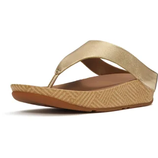 Fitflop Lulu Lux Graphic-Weave Zehensteg-Leder Sandalen für Frauen in Platino