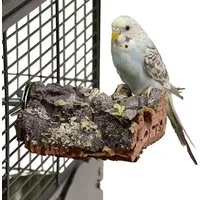Happy Bird Vogelspielplatz Vogel-Sitzbrett aus Natur Kork, für alle kleineren Vögel, wie Sittiche, ca. 12 x 6 cm