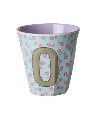 Rice Melamin Becher Buchstabe O/Flowers/Hellblau 250ml