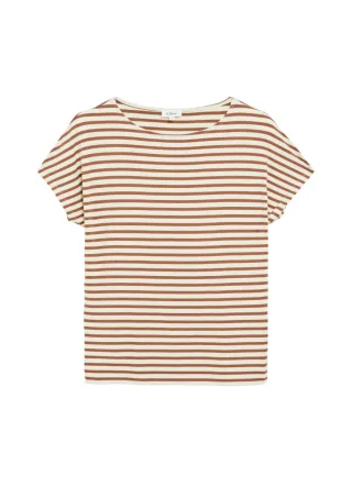 s.Oliver Red Label - Shirt mit U-Boot-Ausschnitt weiß/braun - Gr. - 34