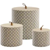 Chic Antique Holzkiste Chic Antique 3er Schachtel Set Box Kiste Rund mit Deckel Bambus (Set bestehend aus 3 unterschiedlich großen Holzkisten)