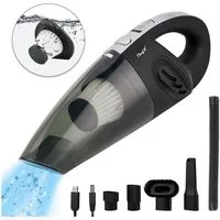 CkeyiN Akku-Handstaubsauger 3200Pa Kabelloser Nass-Trocken-Nutzung Staubsauger mit 5 Düsen, 120,00 W, mit Beutel, 20 Min. Laufzeit, kleiner Handstaubsauger für Auto/ Haus