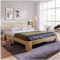 Flieks Holzbett, Doppelbett Ehebett Massivholzbett Bettgestell 140 x 200 cm