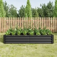 BBWL Hochbeet Hochbeet Metall 180x90x30 cm aus verzinktem Stahlblech, rostgeschützt, ohne Boden, langlebiges Gartenbeet Anthrazit
