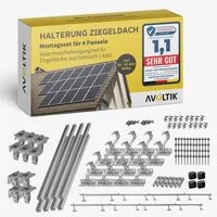 avoltik Solarmodul-Halterung Halterung Ziegeldach Montageset Dach Befestigung f 4 Solarmodule, (Halterung Ziegeldach Montageset Dach Befestigung f 4 Solarmodule, Halterung Ziegeldach Montageset Dach Befestigung f 4 Solarmodule, Das robuste Dach Solar