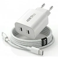 Futurea 40W Ladestecker Dual Fast-Charging Schnellladegerät Smartphone-Ladegerät (Packung, 1-tlg., Gleichzeitig zwei Geräte laden, Dual-Anschluss mit USB-A und USB-C)