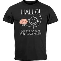 MoonWorks Print-Shirt Herren T-Shirt Hallo Dir ist da was runtergefallen Gehirn Witz Meme mit Print