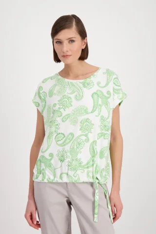 monari - Paisley Muster T Shirt mit Tunnelzug pastell green gemustert - Gr. - 46