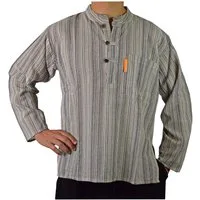 SIMANDRA Streifenhemd Herren Kurta Klassisch Gestreift Beige