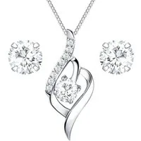 LÖB Ohrring und Ketten Set 925 Silber Ohrringe Kette Tropfen Anhänger Zirkonia Set Tropfenform (Geschenke für Frauen Damen Beste Freundin Mutter Mama Ehefrau Oma sie zum Geburtstag Schmuck Herbst Oktoberfest), Ohrstecker Kette Schmuckset Brautschmuck