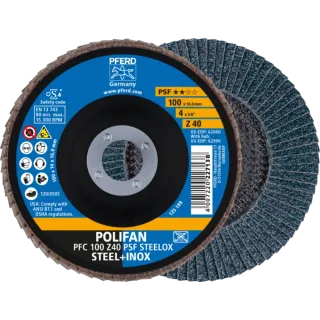 PFERD TOOLS POLIFAN Fächerscheibe PFC konisch Zirkonkorund Universallinie PSF STEELOX Stahl/Edelstahl - 67764100