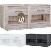 Casaria Nachttisch Kiel (2-St), mit Schublade 41x39x28cm Holz Modern Schlafzimmer Bett Nachtschrank